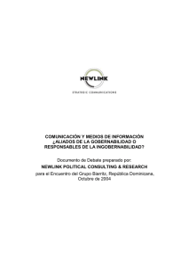 COMUNICACIÓN Y MEDIOS DE INFORMACIÓN ¿ALIADOS DE LA GOBERNABILIDAD O