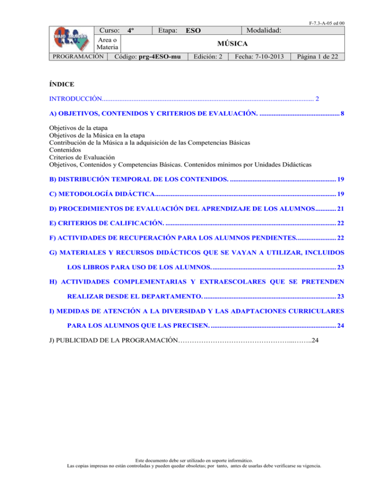 A Objetivos Contenidos Y Criterios De Evaluación