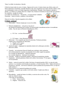 Tema: La célula: la estructura y función