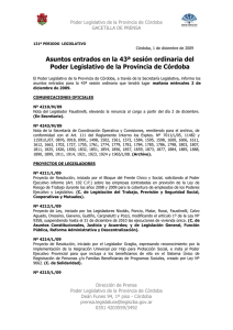 Asuntos entrados 43º sesión ordinaria