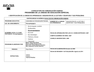 PROGRAMA DE LA UNIDAD DE EDUCACIÓN ESPECIAL LICENCIATURA EN COMUNICACIÓN HUMANA