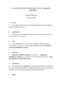 Glosario Derecho procesal penal franc&eacute;s-espa&ntilde;ol
