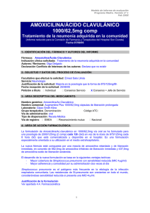 AMOXICILINA/ÁCIDO CLAVULÁNICO 1000/62,5mg comp  Tratamiento de la neumonía adquirida en la comunidad