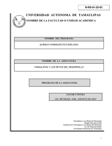 UNIVERSIDAD  AUTONOMA  DE  TAMAULIPAS R-RS-01-25-03
