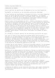 Prensa Cruz Roja Argentina ------------------------------------------------------------------- COMUNICADO DE PRENSA