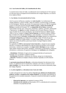 11.2.- Las Cortes de Cádiz y la Constitución de 1812. La reunión de
