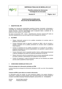 EMPRESAS PÚBLICAS DE MEDELLÍN E.S.P. Plantilla solicitud de información Investigación de mercados