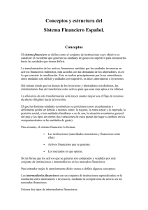 Conceptos y estructura del Sistema Financiero Español.  Conceptos