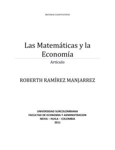 Las Matemáticas y la Economía