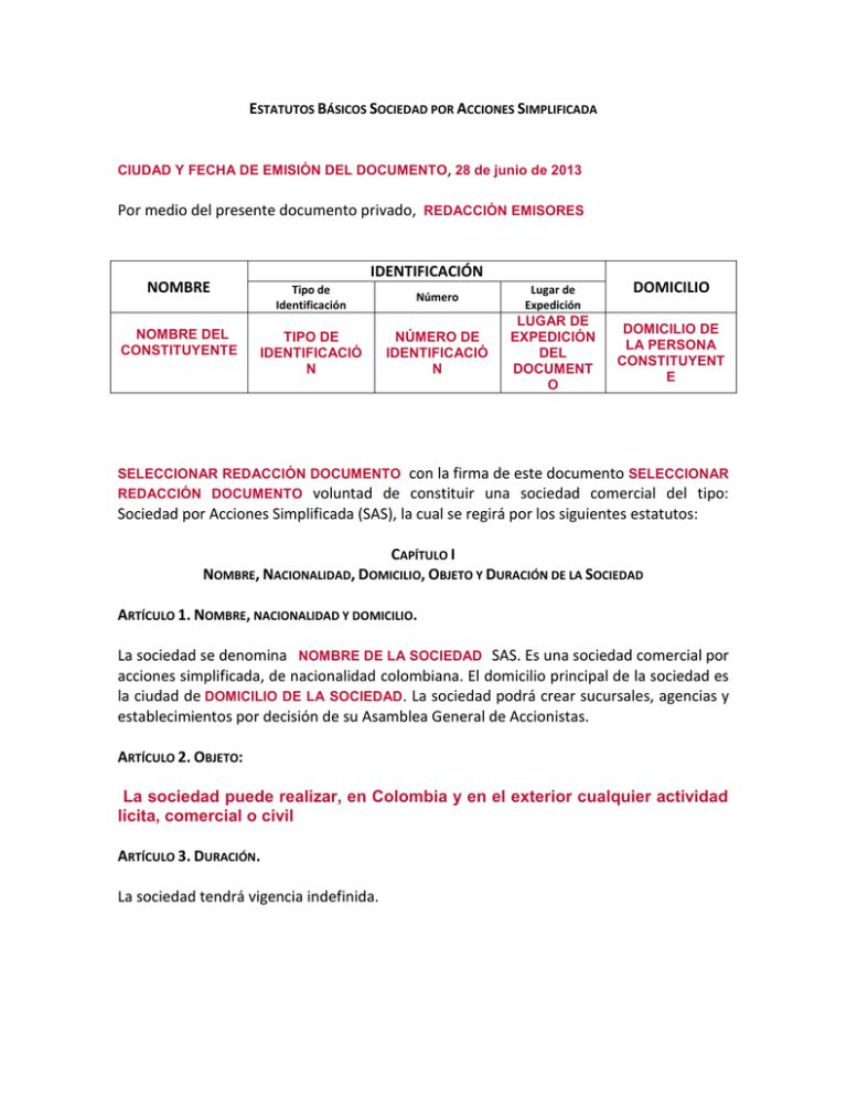 Constitución de SAS Cámara de Comercio de Bogotá