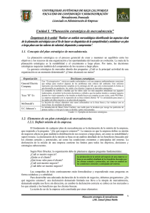 Unidad I. “Planeación Estratégica de la Mercadotecnia”