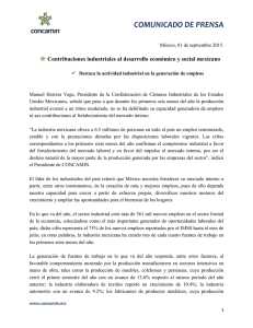 COMUNICADO DE PRENSA Contribuciones industriales al desarrollo económico y social mexicano