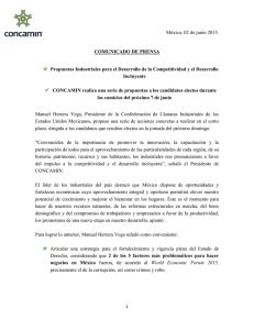 México, 02 de junio 2015. COMUNICADO DE PRENSA Propuestas