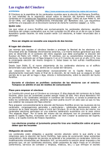 Las reglas del Cónclave ACEPRENSA http://www.aceprensa.com