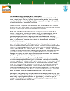 INNOVACION Y DESARROLLO ARGENTINO EN AGRITECHNICA Expoagro participará de
