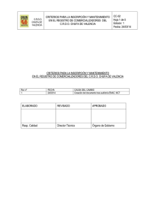 Criterios para la inscripción y mantenimiento en el registro de