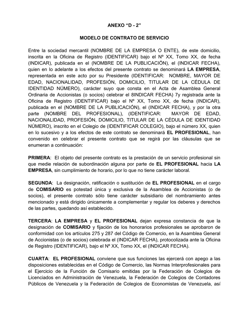 Modelo Contrato De Prestacion De Servicios Profesionales Por Honorarios Vários Modelos 5394