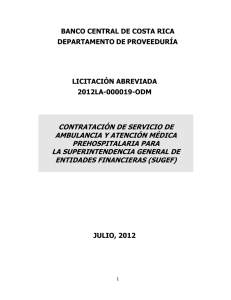 Cartel 2012LA-000019-ODM Servicio ambulancia SUGEF