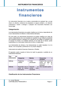 Clasificación de los Instrumentos Financieros
