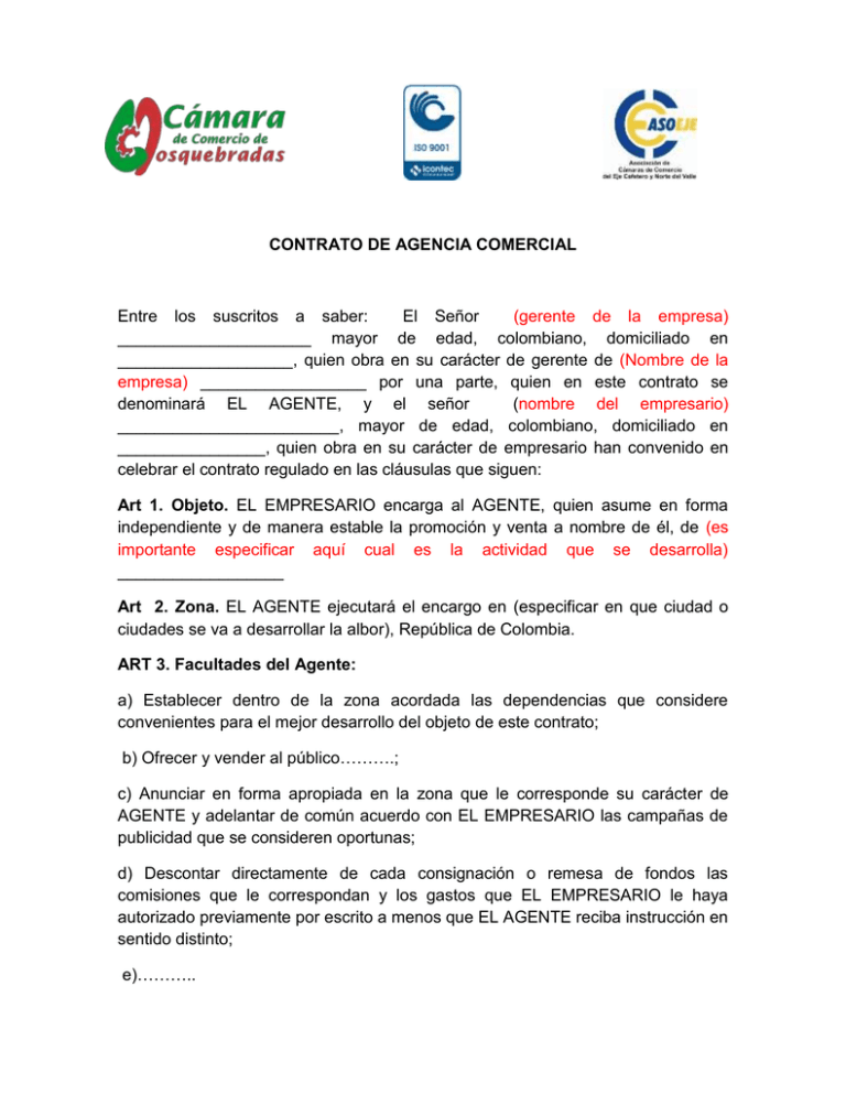 Contrato De Agencia Comercial 5946