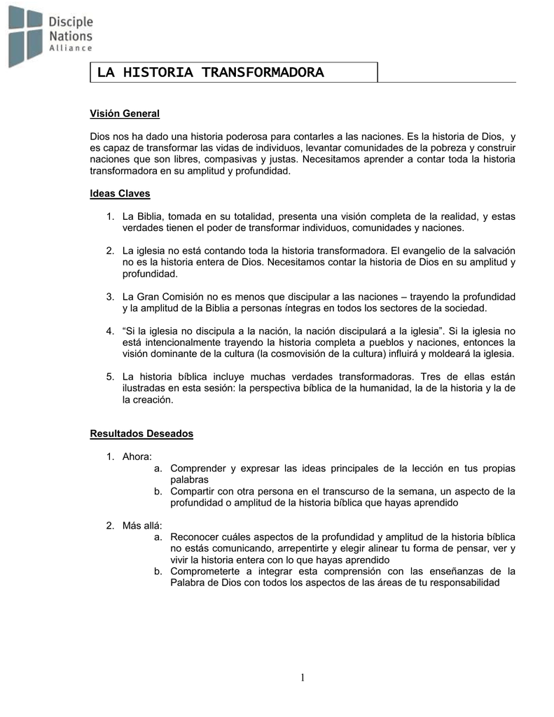La Historia Transformadora Disciple Nations Alliance - 