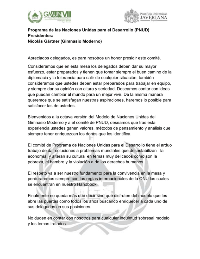 Guía Programa de las Naciones Unidas para el Desarrollo