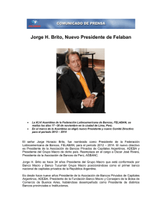 Jorge H. Brito, Nuevo Presidente de Felaban
