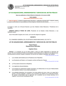 LEY DE ADQUISICIONES, ARRENDAMIENTOS Y SERVICIOS DEL SECTOR PÚBLICO