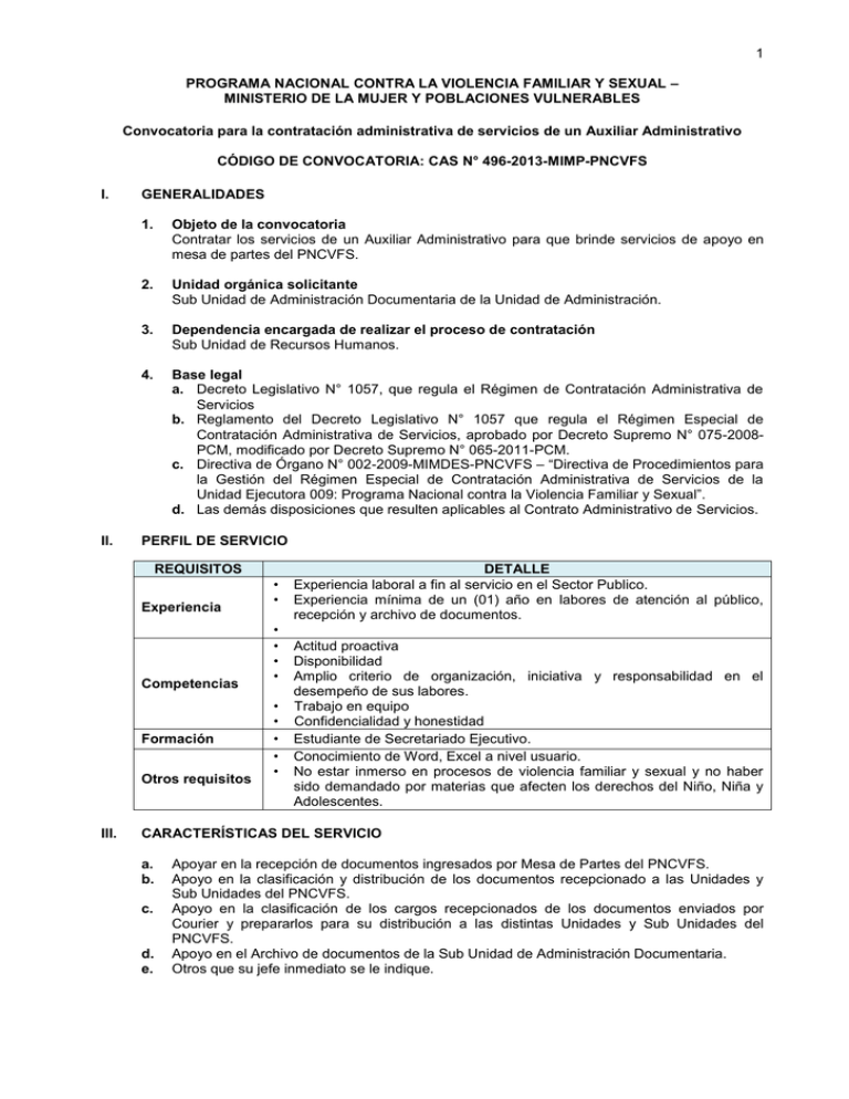 1 – PROGRAMA NACIONAL CONTRA LA VIOLENCIA FAMILIAR Y SEXUAL