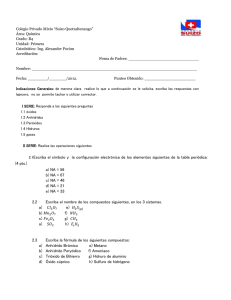 Colegio Privado Mixto “Suizo Quetzaltenango”  Área: Química Grado: B4