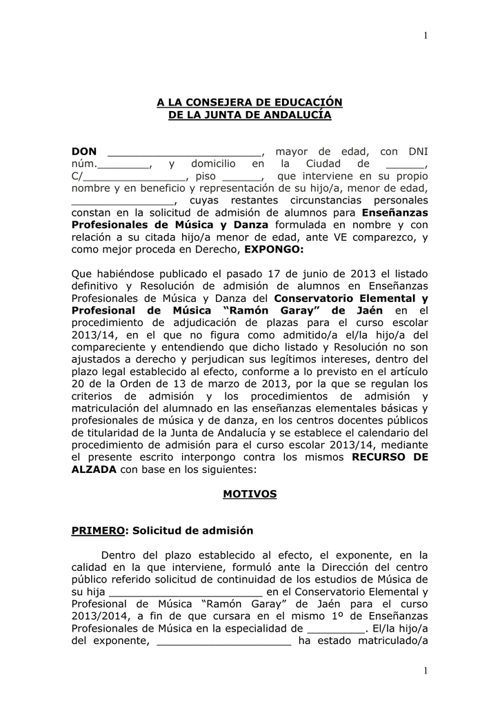 Modelo Recurso De Alzada 0838