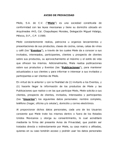 AVISO DE PRIVACIDAD Miele Arquímedes #43, Col. Chapultepec Morales, Delegación Miguel Hidalgo,