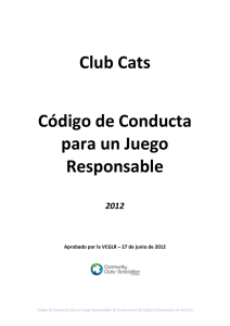 Club Cats Código de Conducta para un Juego Responsable 2012