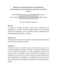 Una propuesta para la ensenanza de las matematicas en la primera