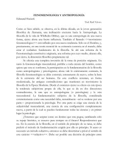 Fenomenología y Antropología. 1931.