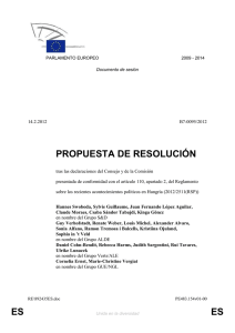 Propuesta de Resoluci&oacute;n: Acontecimientos Pol&iacute;ticos en Hungr&iacute;a