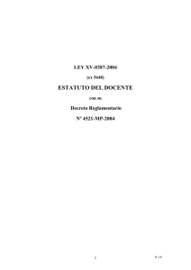 ESTATUTO DEL DOCENTE  LEY XV-0387-2004 Decreto Reglamentario