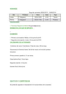 HORARIOS Segundo semestre (09/02/2015