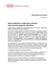 Información de Prensa Nuevo adhesivo Loctite para uniones estructurales seguras y flexibles