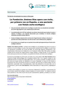 Nota de prensa - Fundación Jiménez Díaz