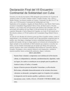 Declaración Final del VII Encuentro Continental de Solidaridad con