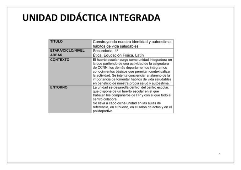 UNIDAD DIDÁCTICA INTEGRADA