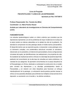 &ldquo;Psicopatolog&iacute;a y Cl&iacute;nica de las Depresiones&rdquo; Curso de Posgrado