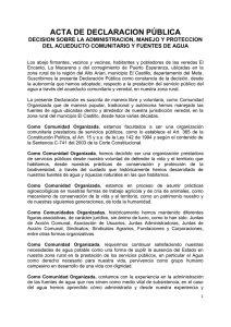 ACTA DE DECLARACION PÚBLICA DECISION SOBRE LA ADMINISTRACION, MANEJO Y PROTECCION