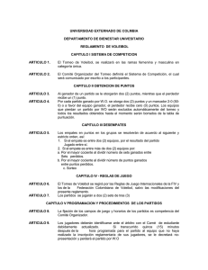 UNIVERSIDAD EXTERNADO DE COLMBIA DEPARTAMENTO DE BIENESTAR UNIVESITARIO  REGLAMENTO  DE VOLEIBOL