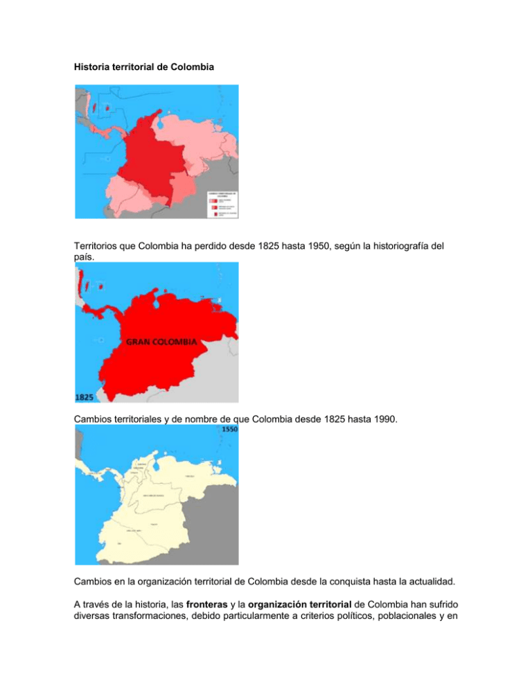 Historia Territorial De Colombia Mapa De Colombia Map 