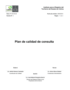 Plan de calidad de consulta Instituto para el Registro del