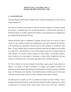 DEFENSA DE LA DOCTRINA DE LA 1)  ANTECEDENTES