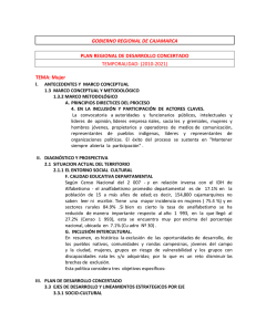 GOBIERNO REGIONAL DE CAJAMARCA  TEMPORALIDAD: (2010-2021) PLAN REGIONAL DE DESARROLLO CONCERTADO