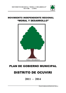 DISTRITO DE OCUVIRI 2011  –  2014 PLAN DE GOBIERNO MUNICIPAL